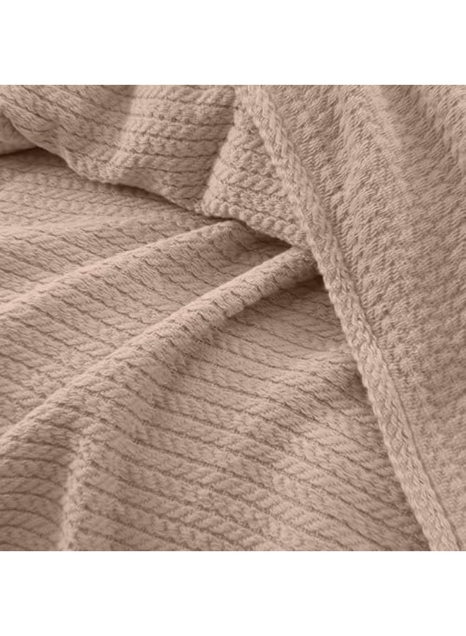 Relax Premium Egyptian Cotton Orchid Throw Blanket Ultra Soft And Lightweight With Elegant Woven Design King Size 255 × 225 cm Perfect For Bed Sofa And Couch Beige Color - Image 2
